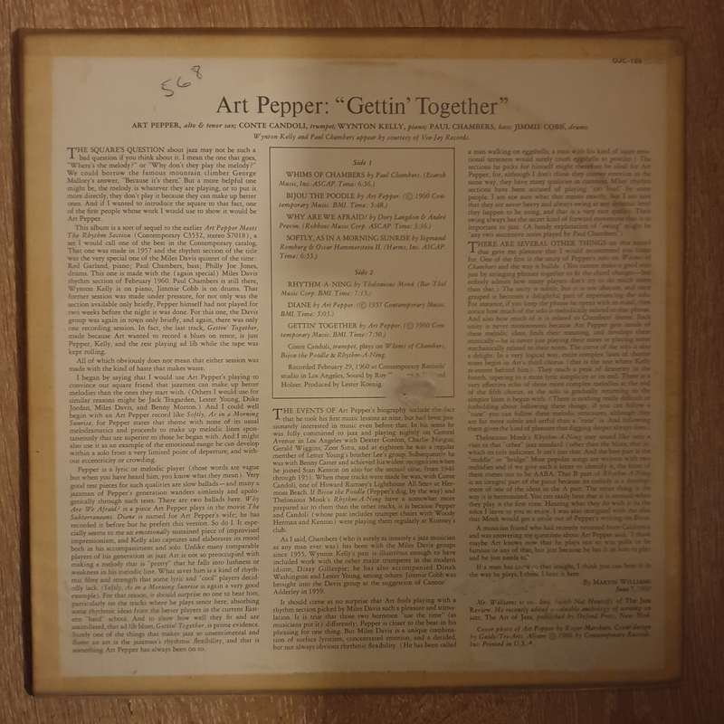 Art Pepper  Gettin' Together! - Vinyl LP Record - Very-Good+ Quality (VG+)