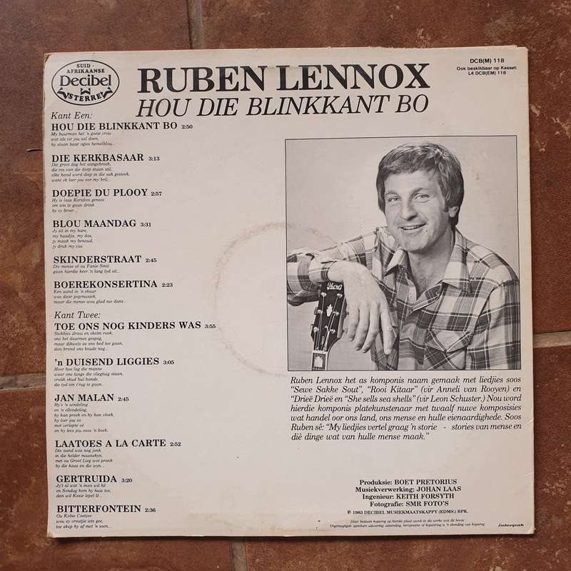 Ruben Lennox - Hou Die Blinkkant Bo  Vinyl LP Record - Very-Good+ Quality (VG+)