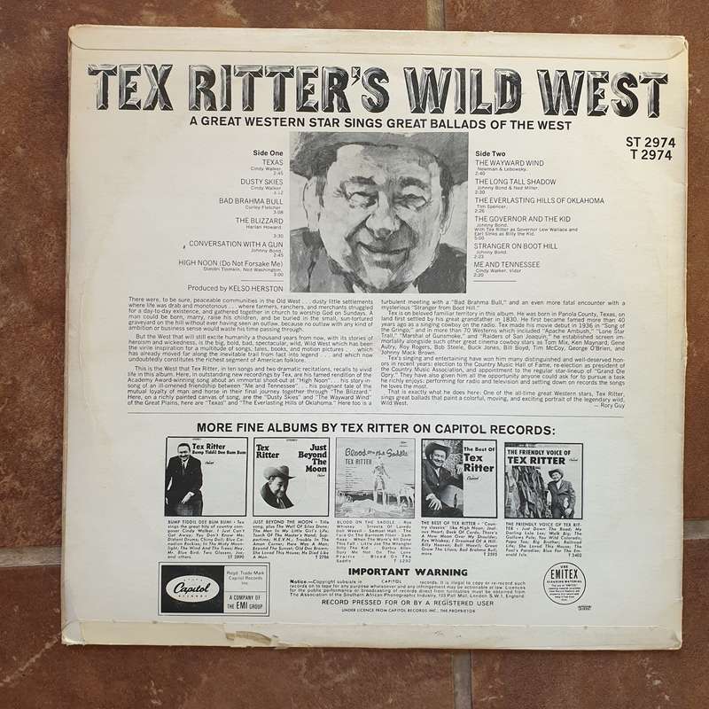 Tex Ritter's Wild West - Vinyl LP Record - Very-Good Quality (VG)