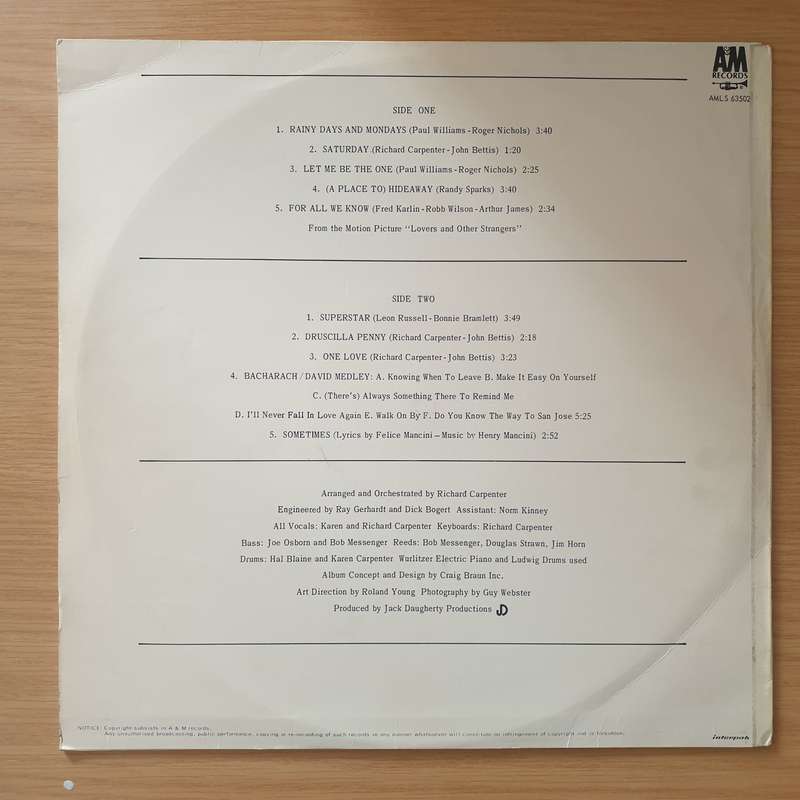 Carpenters  Carpenters - Vinyl LP Record - Very-Good+ Quality (VG+) (verygoodplus)
