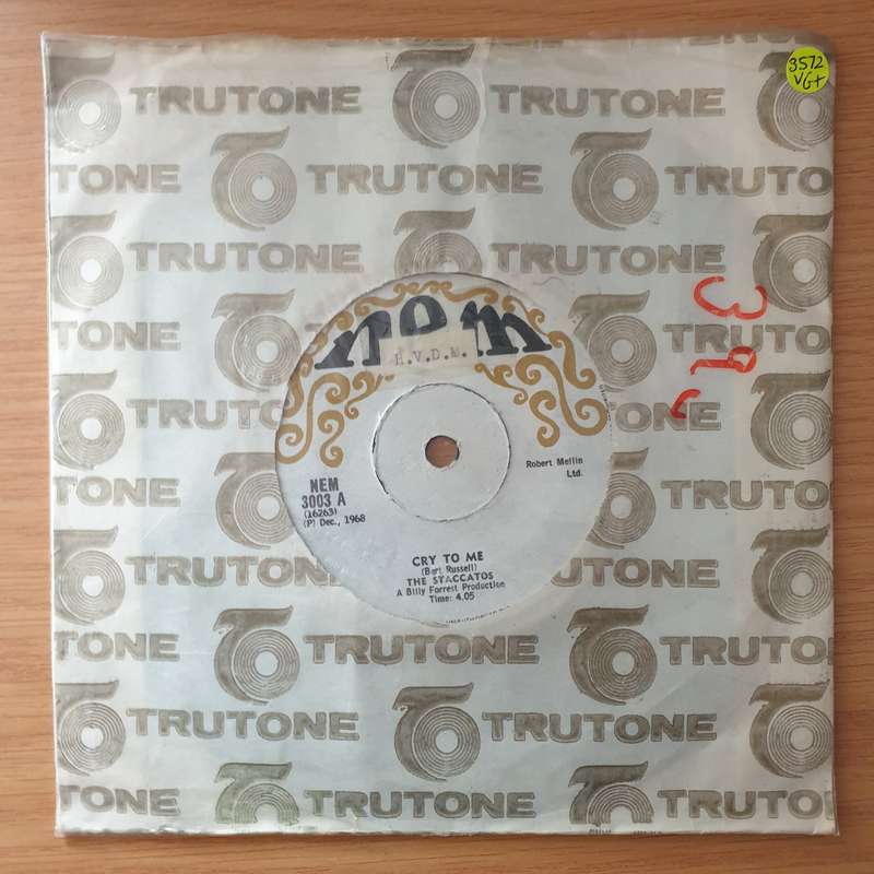 The Staccatos  Cry To Me (Rhodesia) - Vinyl 7" Record - Very-Good+ Quality (VG+)