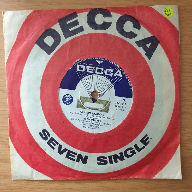 The Marmalade  Cousin Norman / Lonely Man - Vinyl 7" Record - Very-Good+ Quality (VG+)