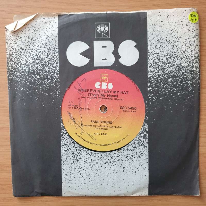 Paul Young  Wherever I Lay My Hat - Vinyl 7" Record - Very-Good+ Quality (VG+) (verygoodplus)