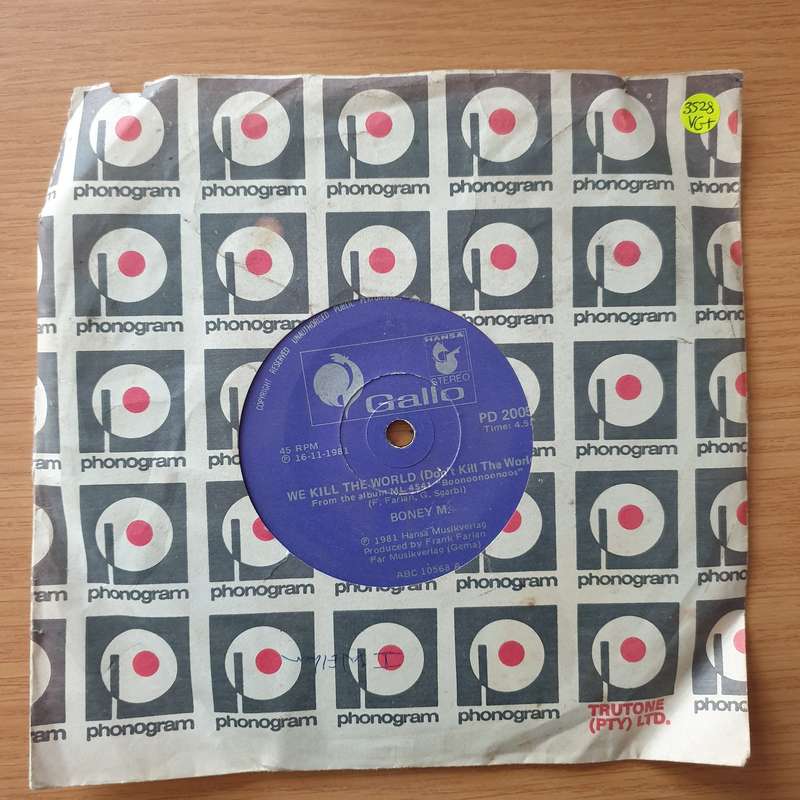 Boney M.  We Kill The World - Vinyl 7" Record - Very-Good+ Quality (VG+) (verygoodplus)