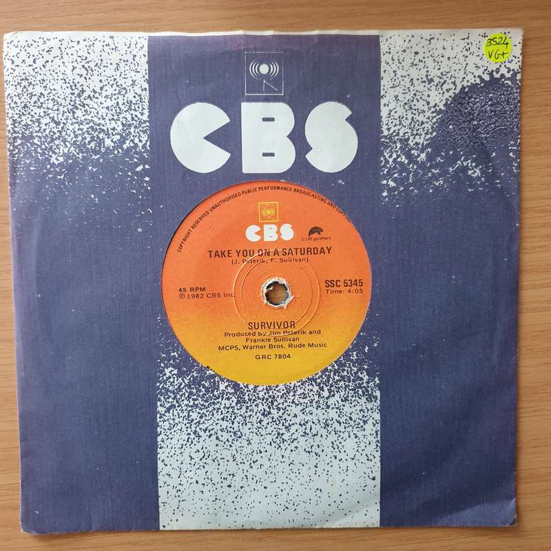 Survivor  Eye Of The Tiger - Vinyl 7" Record - Very-Good+ Quality (VG+) (verygoodplus)