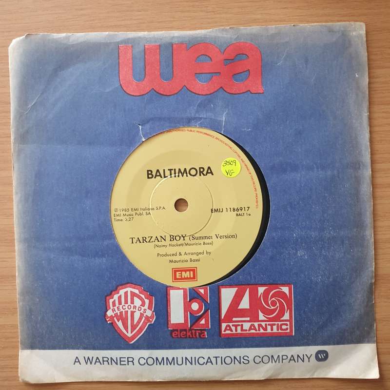 Baltimora  Tarzan Boy - Vinyl 7" Record - Opened  - Very-Good Quality (VG) (vergood)