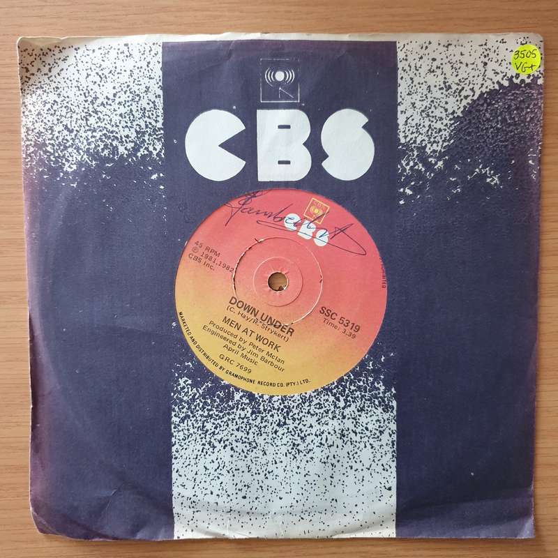 Men At Work  Down Under - Vinyl 7" Record - Very-Good+ Quality (VG+) (verygoodplus)