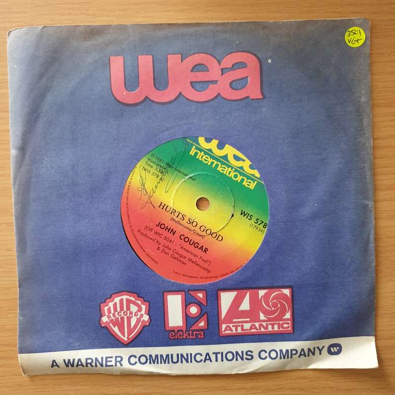 John Cougar  Hurts So Good - Vinyl 7" Record - Very-Good+ Quality (VG+) (verygoodplus)