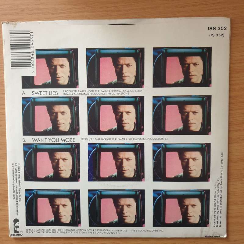 Robert Palmer  Sweet Lies - Vinyl 7" Record - Very-Good+ Quality (VG+) (verygoodplus)