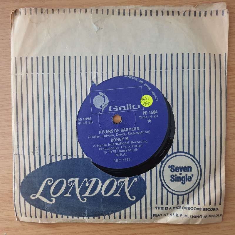 Boney M.  Rivers Of Babylon / Brown Girl In The Ring - Vinyl 7" Record - Very-Good+ Quality (V...