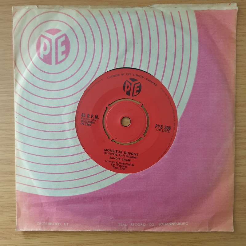 Sandie Shaw  Monsieur Dupont - Vinyl 7" Record - Very-Good+ Quality (VG+) (verygoodplus)