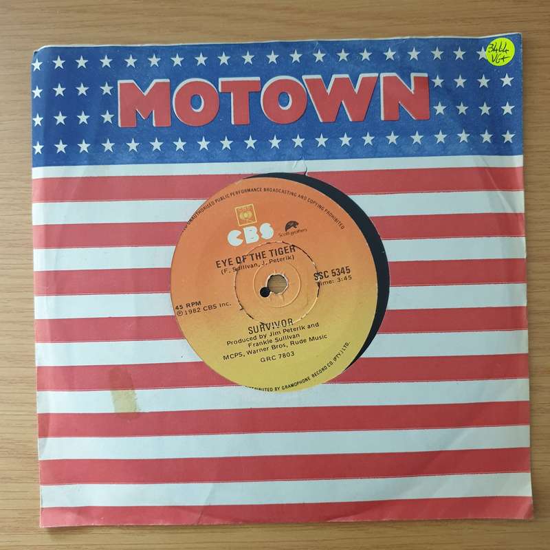 Survivor  Eye Of The Tiger - Vinyl 7" Record - Very-Good+ Quality (VG+) (verygoodplus)