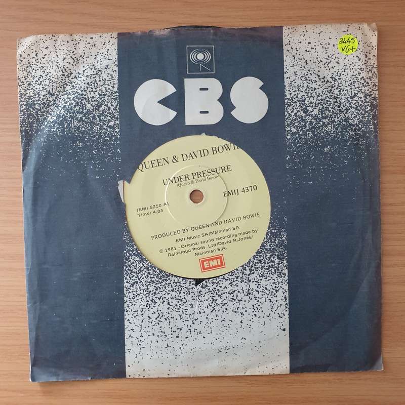 Queen & David Bowie  Under Pressure - Vinyl 7" Record - Very-Good+ Quality (VG+) (verygoodplus)
