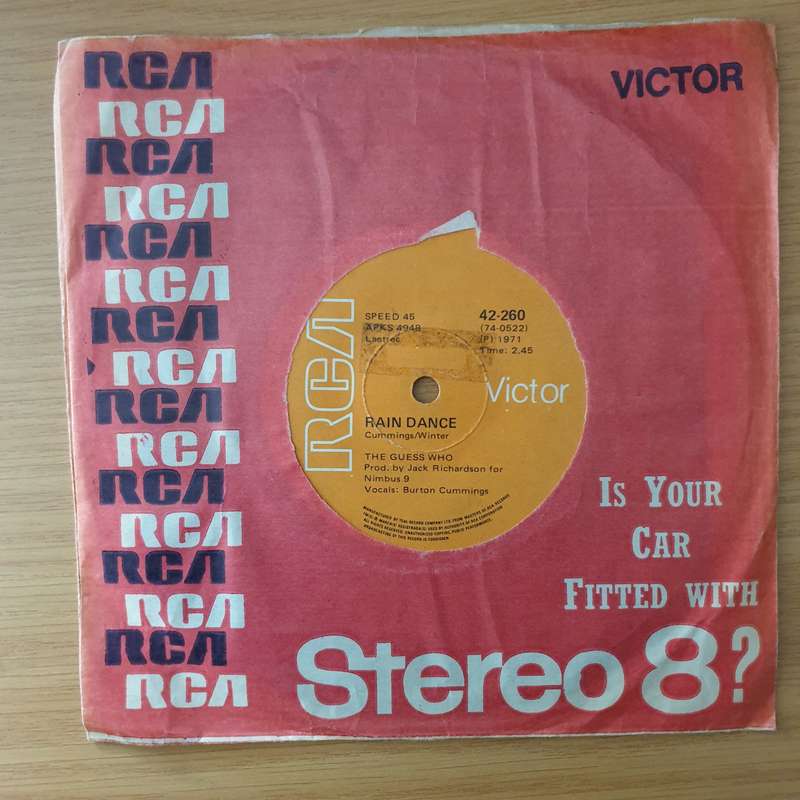 The Guess Who  Rain Dance - Vinyl 7" Record - Very-Good+ Quality (VG+) (verygoodplus)