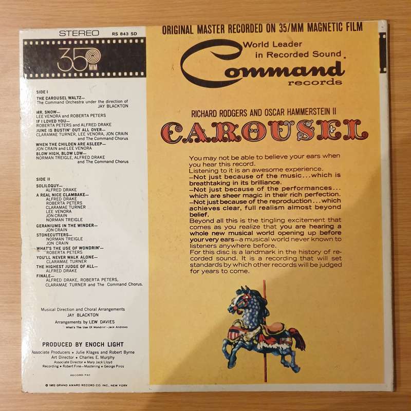 Richard Rodgers and Oscar Hammerstein II  Carousel - Vinyl LP Record - Very-Good Quality (VG) ...
