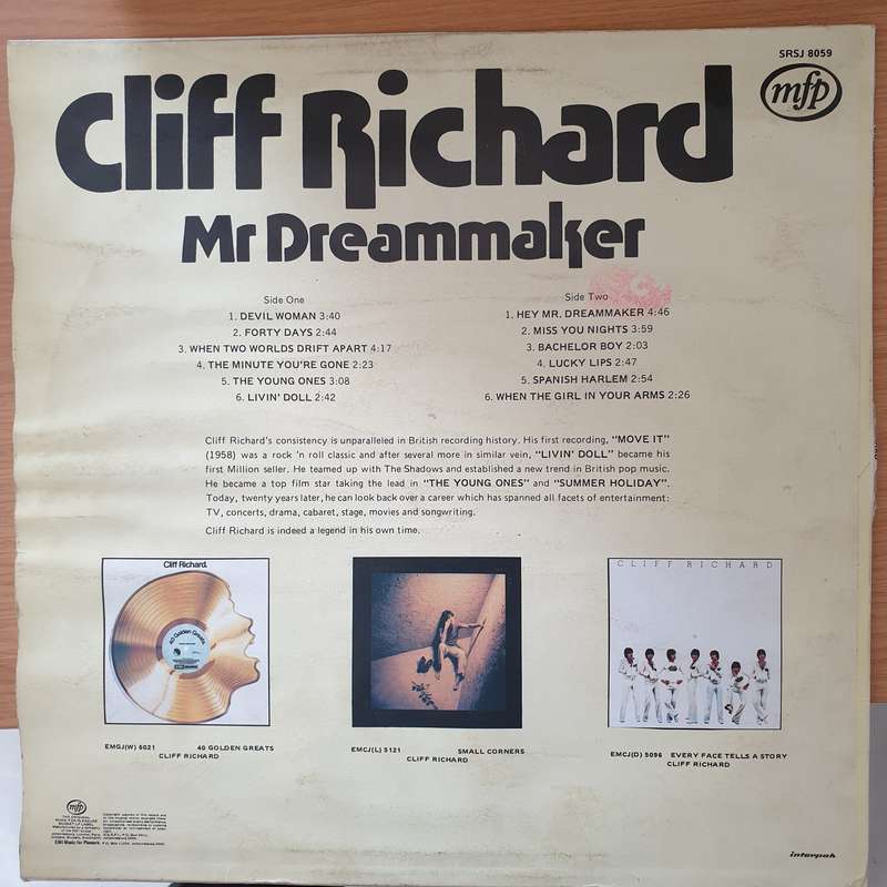 Cliff Richard  Mr Dreammaker - Vinyl LP Record - Very-Good+ Quality (VG+) (verygoodplus)