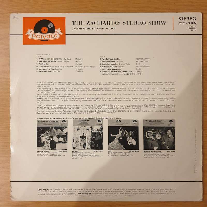 Zacharias And His Magic Violins  The Zacharias Stereo Show - Vinyl LP Record - Very-Good Quali...