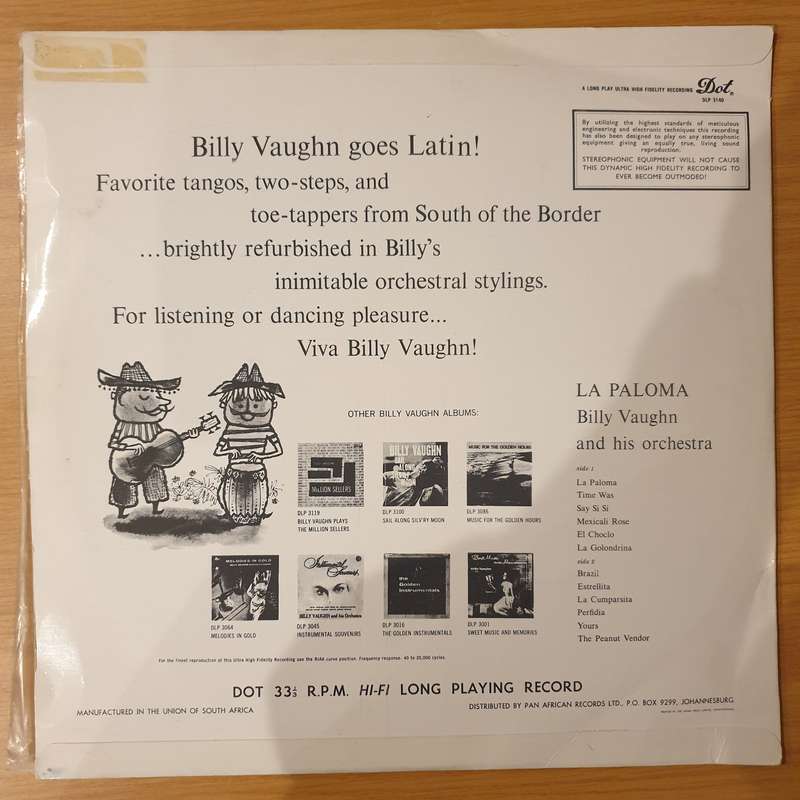 Billy Vaughn And His Orchestra  La Paloma - Vinyl LP Record - Very-Good+ Quality (VG+) (verygo...