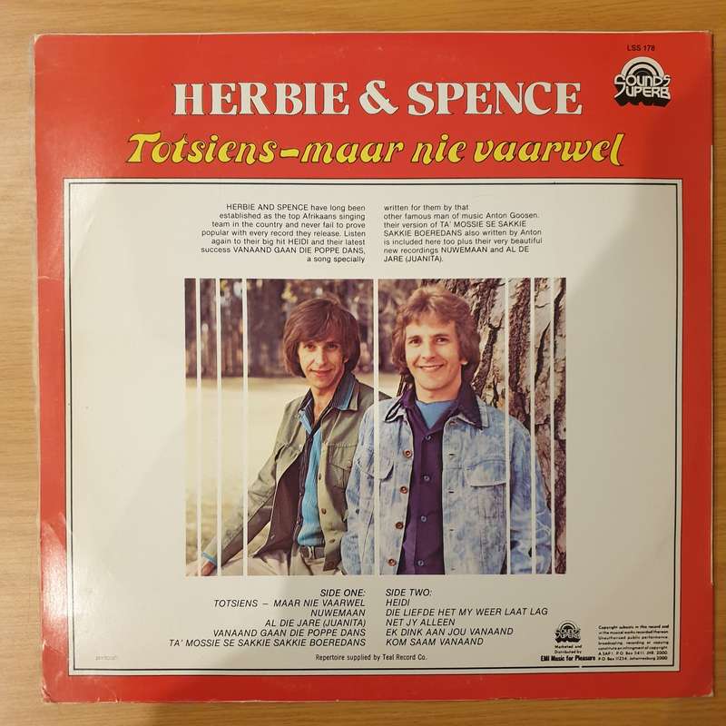 Herbie & Spence Totsiens - Maar Nie Vaarwel - Vinyl LP Record - Very-Good+ Quality (VG+) (very...