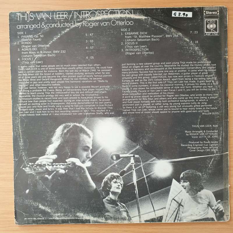 Thijs Van Leer  Introspection - Vinyl LP Record - Very-Good+ Quality (VG+) (verygoodplus)