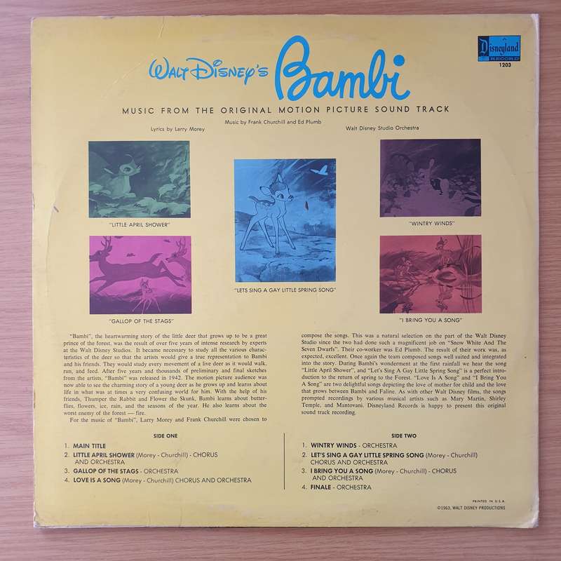 Walt Disney's Bambi - Vinyl LP Record - Very-Good+ Quality (VG+) (verygoodplus)