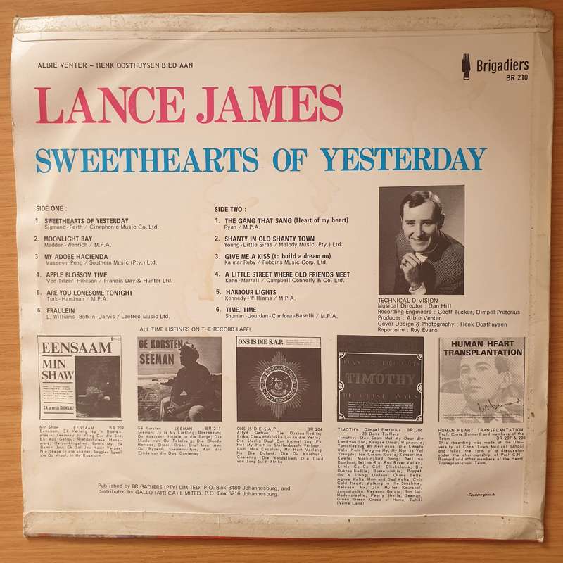 Lance James  Sweethearts Of Yesterday - Vinyl LP Record - Very-Good+ Quality (VG+) (verygoodplus)