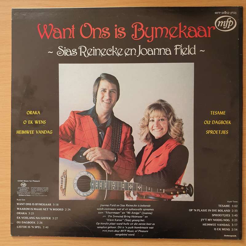 Sias Reinecke en Joanna Field - Want Ons is Bymekaar - Vinyl LP Record - Very-Good+ Quality (VG+)...