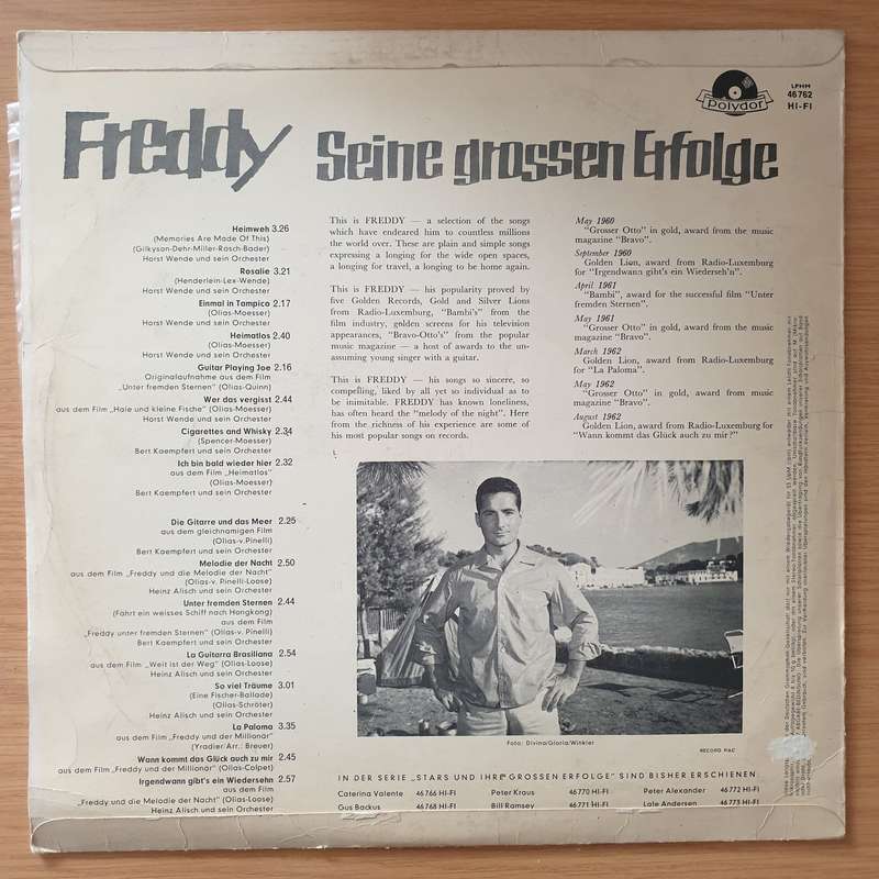 Freddy  Seine Grossen Erfolge - Vinyl LP Record - Very-Good Quality (VG) (verygood)
