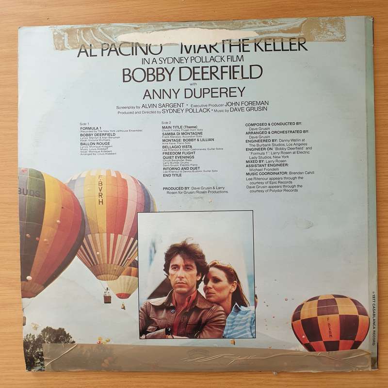 Dave Grusin  Bobby Deerfield (Music From The Original Motion Picture Soundtrack) - Vinyl LP Re...