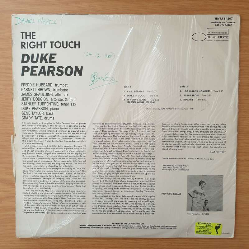 Duke Pearson  The Right Touch - Vinyl LP Record - Very-Good Quality (VG) (verygood)