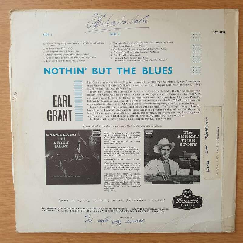Earl Grant  Nothin' But The Blues - Vinyl LP Record - Very-Good+ Quality (VG+) (verygoodplus)