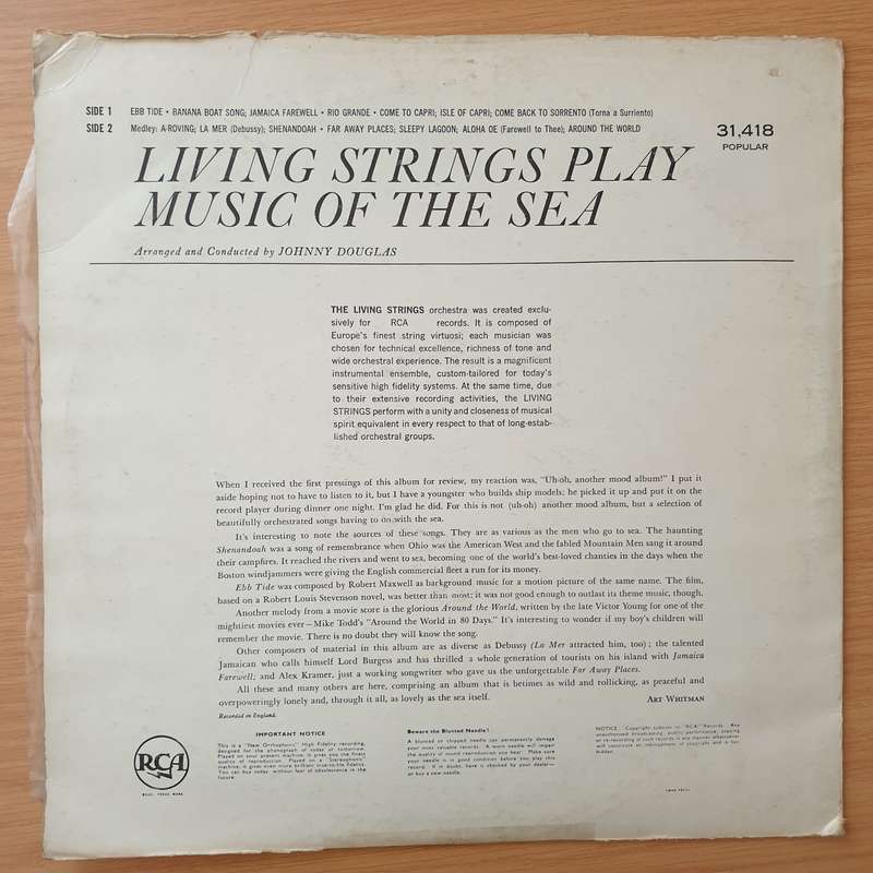 Living Strings  Living Strings Play Music Of The Sea - Vinyl LP Record - Very-Good+ Quality (V...