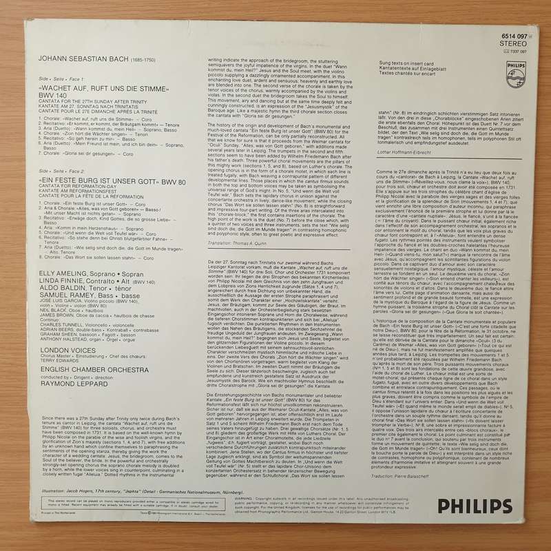 Johann Sebastian Bach   Kantaten  Cantatas - Vinyl LP Record - Very-Good+ Quality (VG+) (ve...
