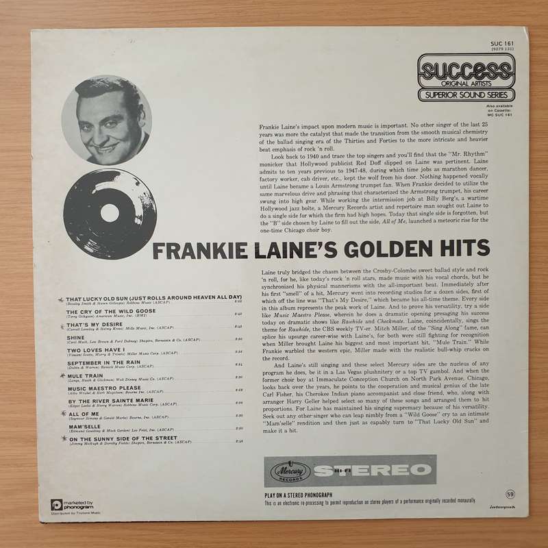 Frankie Laine - Frankie Laine's Golden Hits - Vinyl LP Record - Very-Good+ Quality (VG+) (verygoo...