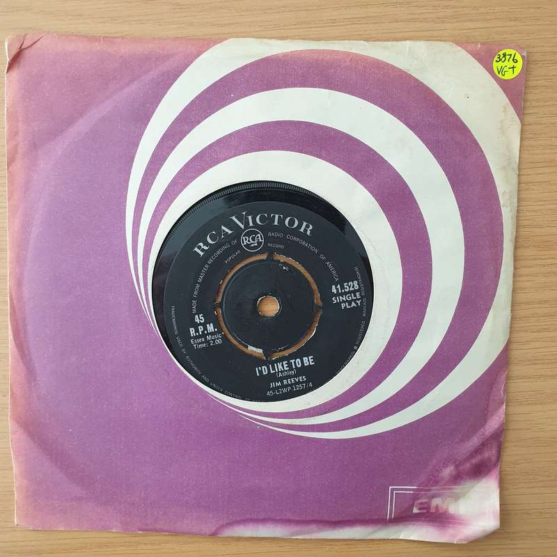 Jim Reeves  I'd Like To Be - Vinyl 7" Record - Very-Good+ Quality (VG+) (verygoodplus)