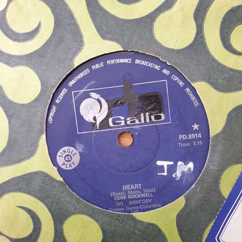 Gene Rockwell  Heart - Vinyl 7" Record - Very-Good+ Quality (VG+) (verygoodplus)