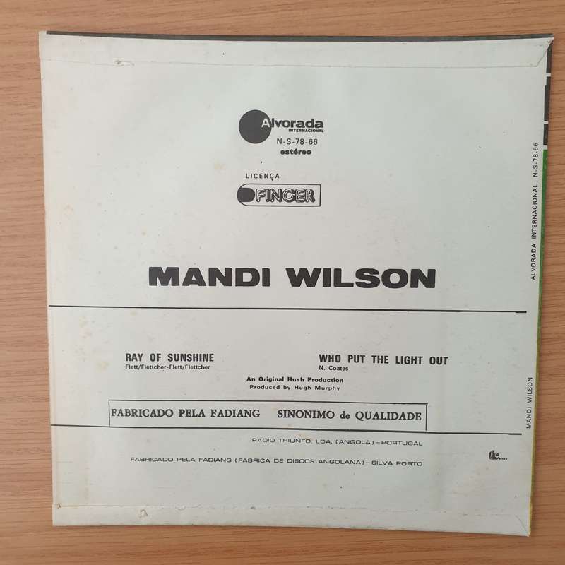 Mandi Wilson  Ray Of Sunshine - Vinyl 7" Record - Very-Good+ Quality (VG+) (verygoodplus)