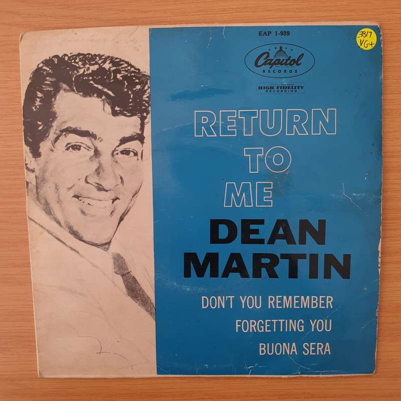 Dean Martin  Return To Me - Vinyl 7" Record - Very-Good+ Quality (VG+) (verygoodplus)