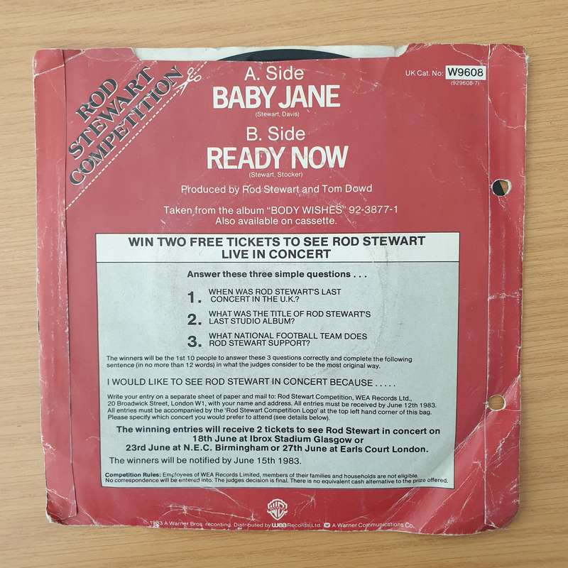 Rod Stewart  Baby Jane - Vinyl 7" Record - Very-Good+ Quality (VG+) (verygoodplus)