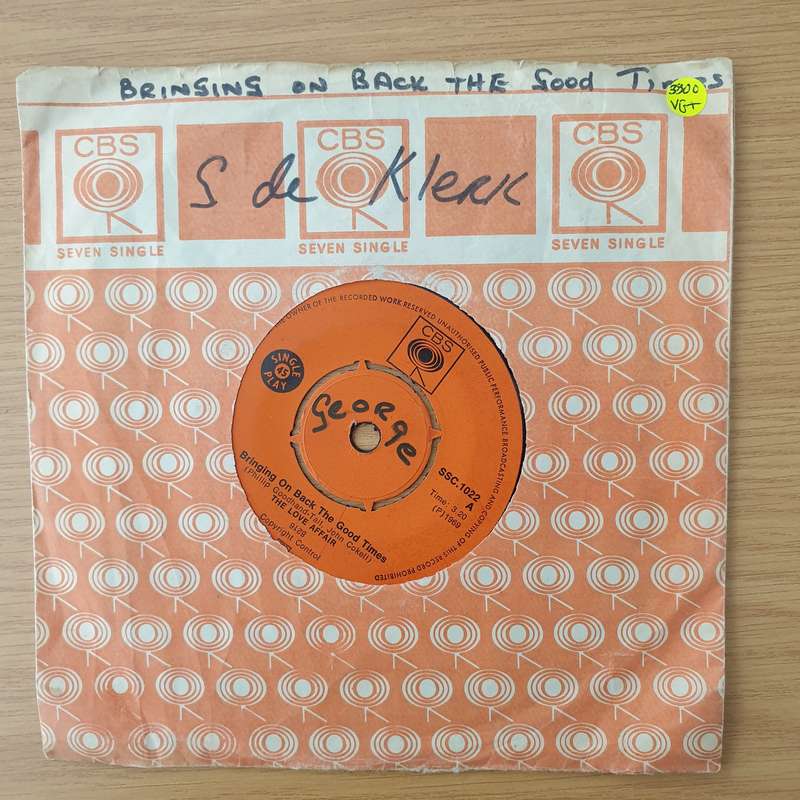 The Love Affair  Bringing On Back The Good Times - Vinyl 7" Record - Very-Good+ Quality (VG+) ...