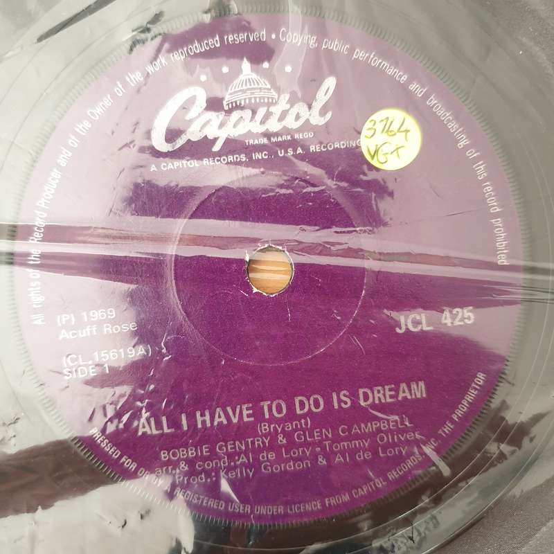 Bobbie Gentry & Glen Campbell  All I Have To Do Is Dream / Walk Right Back - Vinyl 7" Record -...