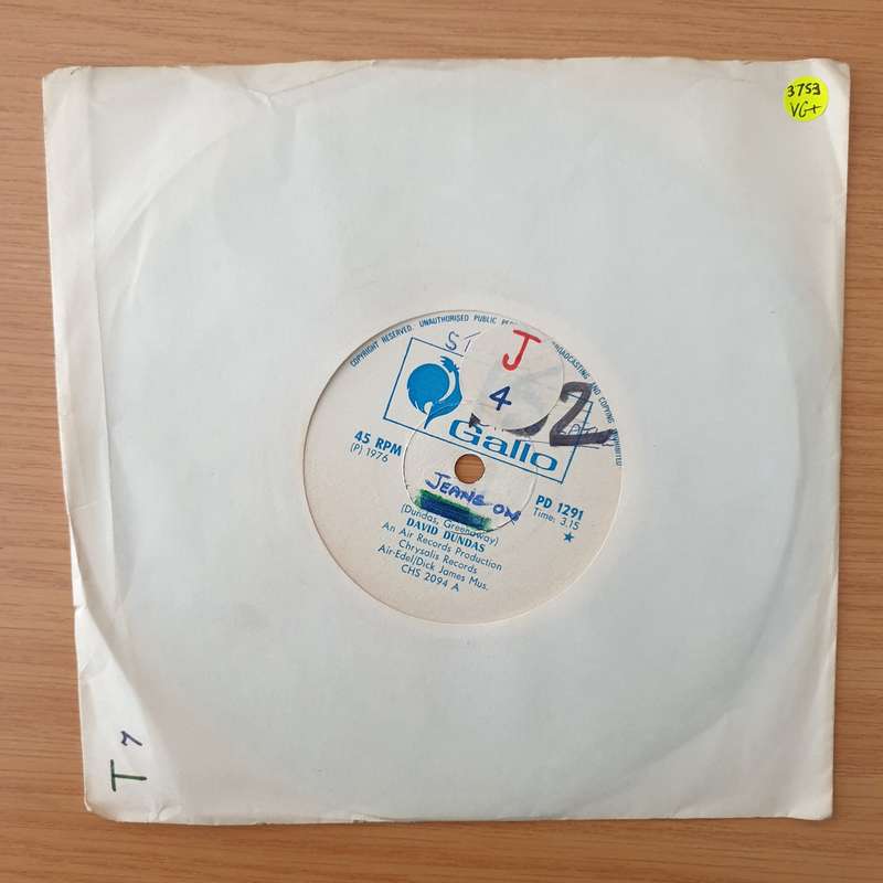 David Dundas  Jeans On / Sleepy Serena (Rhodesia) - Vinyl 7" Record - Very-Good+ Quality (VG+)...