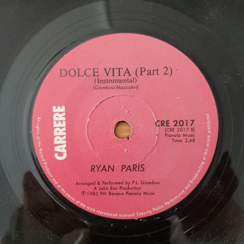 Ryan Paris  Dolce Vita - Vinyl 7" Record - Very-Good+ Quality (VG+) (verygoodplus)