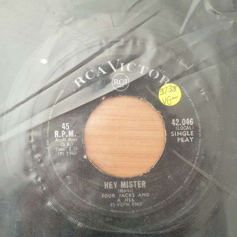 Four Jacks And A Jill  Hey Mister - Vinyl 7" Record - Opened  - Very-Good- Quality (VG-) (very...