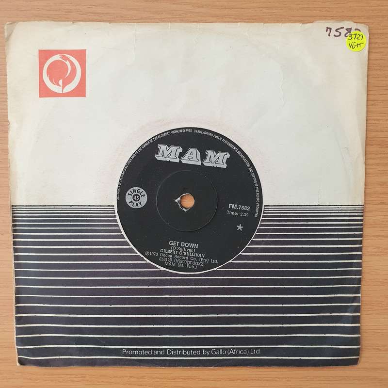 Gilbert O'Sullivan  Get Down - Vinyl 7" Record - Very-Good+ Quality (VG+) (verygoodplus)