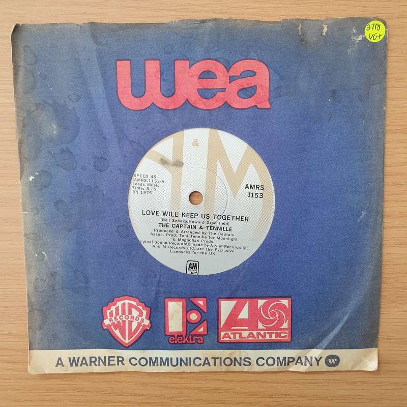 Captain And Tennille   Love Will Keep Us Together- Vinyl 7" Record - Very-Good+ Quality (VG+) ...