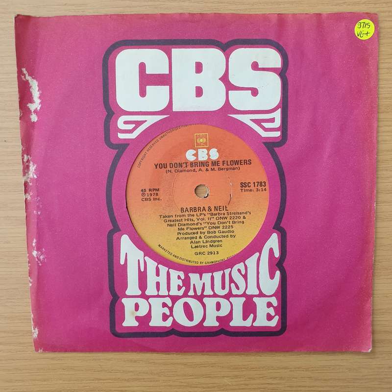 Barbra & Neil  You Don't Bring Me Flowers - Vinyl 7" Record - Very-Good+ Quality (VG+) (verygo...