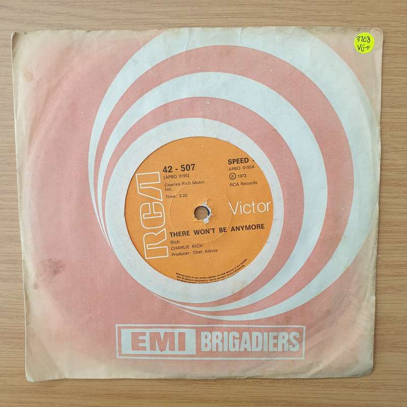 Charlie Rich  There Won't Be Anymore - Vinyl 7" Record - Very-Good+ Quality (VG+) (verygoodplus)