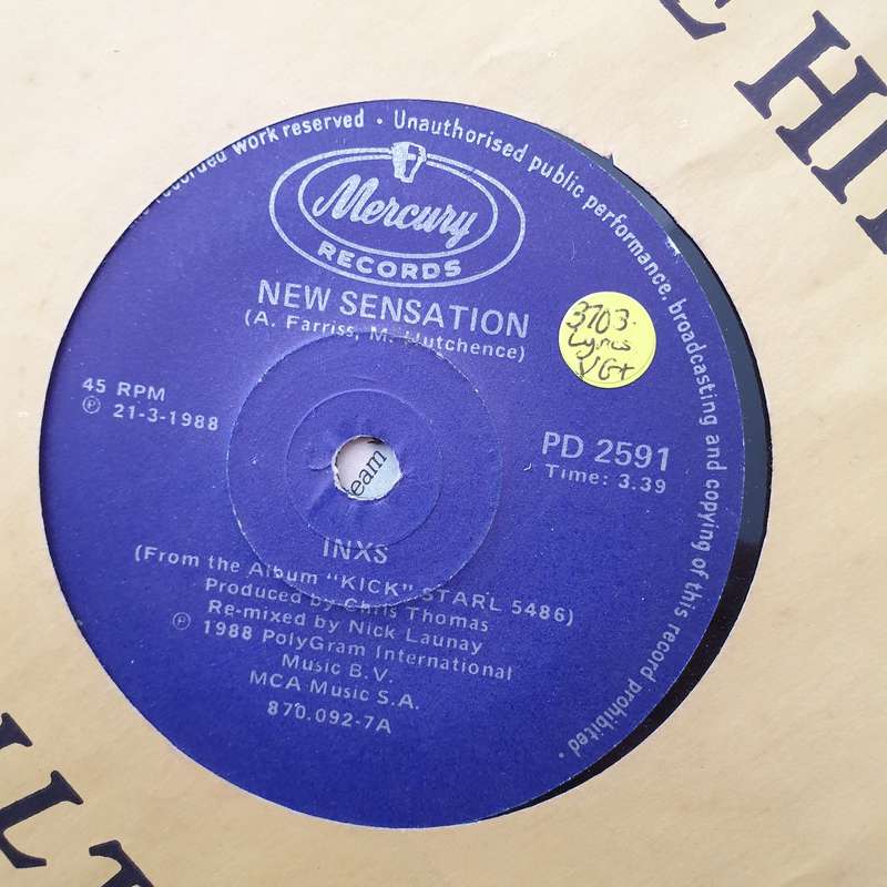 INXS  New Sensation - Vinyl 7" Record with Lyrics - Very-Good+ Quality (VG+) (verygoodplus)