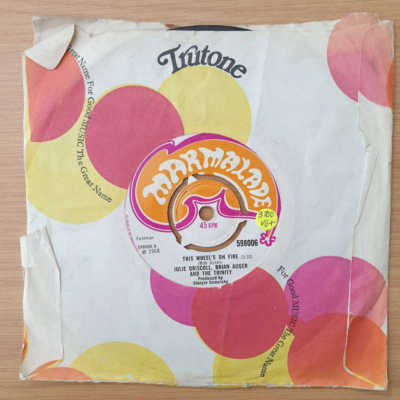 Julie Driscoll, Brian Auger And The Trinity  This Wheel's On Fire - Vinyl 7" Record - Very-Goo...